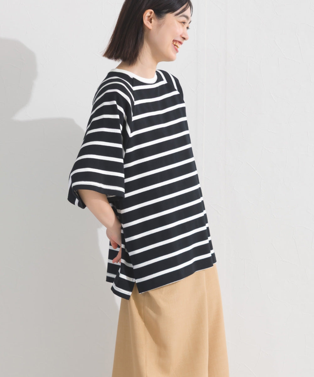 【OMNES】ボーダー半袖ドルマンTシャツ【A450006OMN】