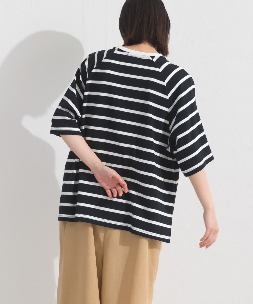 【OMNES】ボーダー半袖ドルマンTシャツ【A450006OMN】