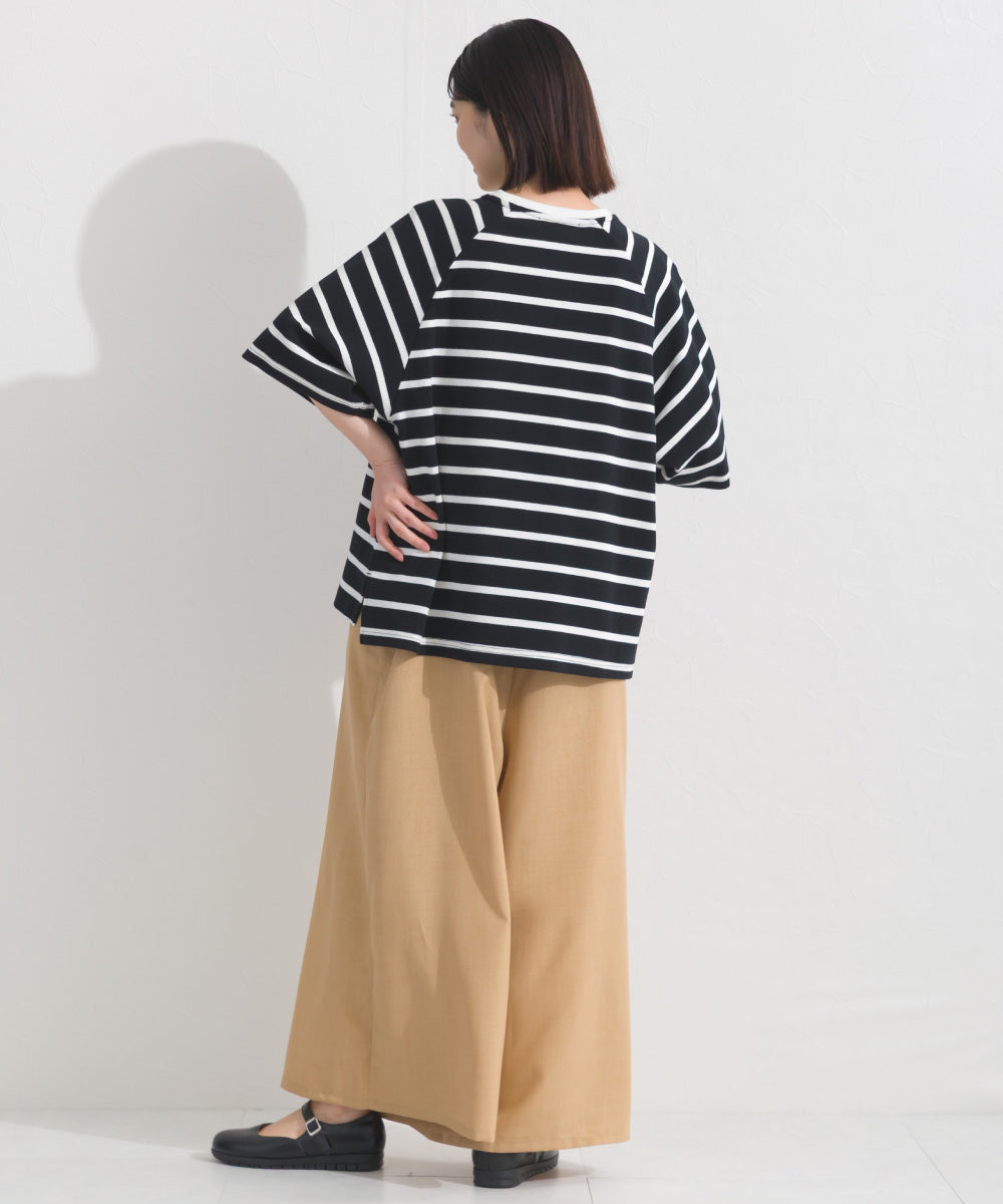 【OMNES】ボーダー半袖ドルマンTシャツ【A450006OMN】