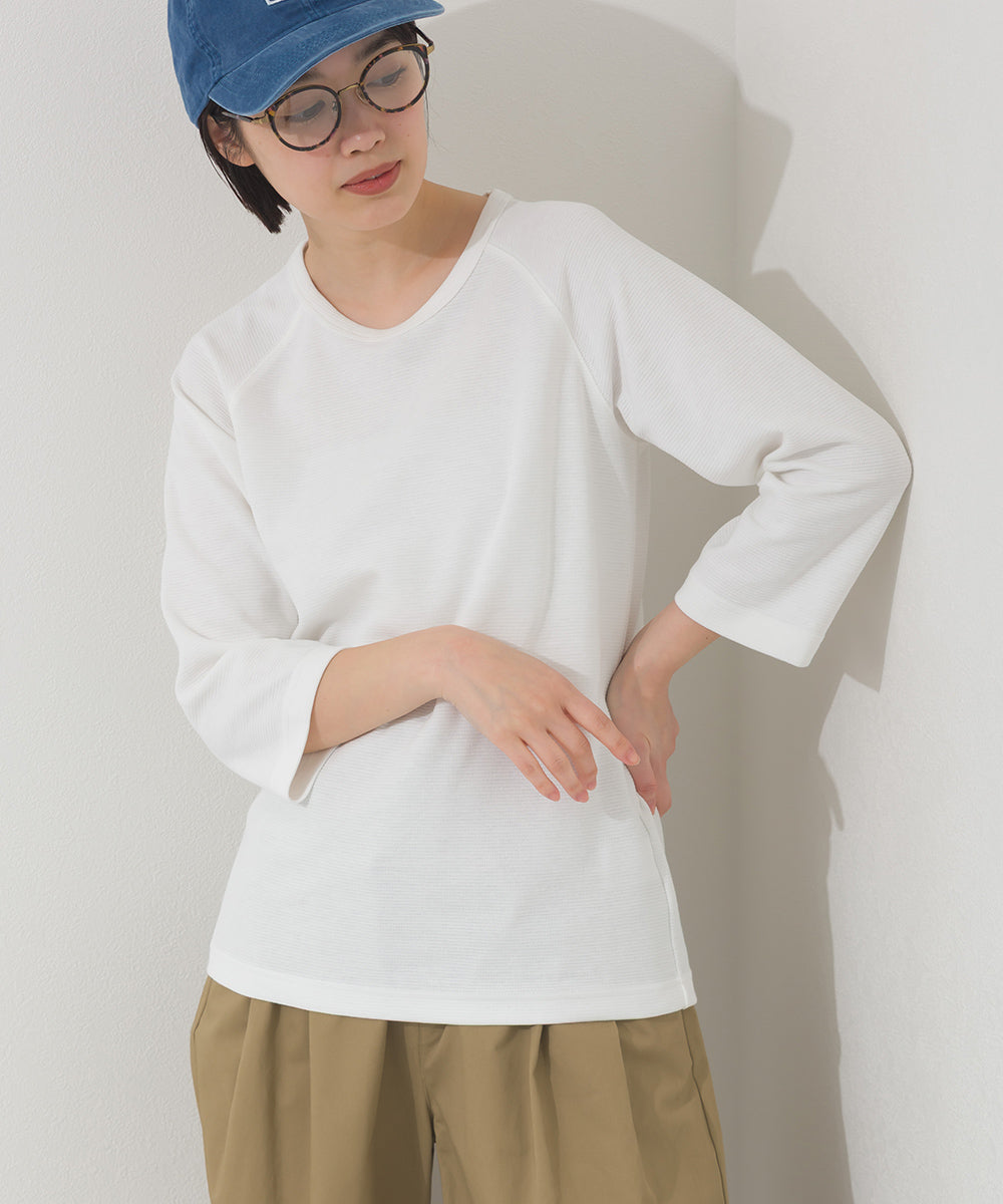 【OMNES】ジャガードラグラン7分袖Tシャツ【A450010OMN】