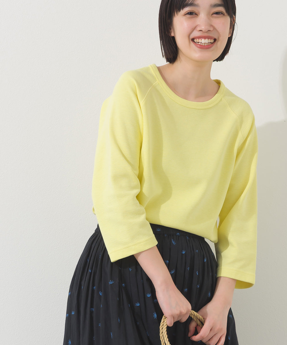 【OMNES】ジャガードラグラン7分袖Tシャツ【A450010OMN】