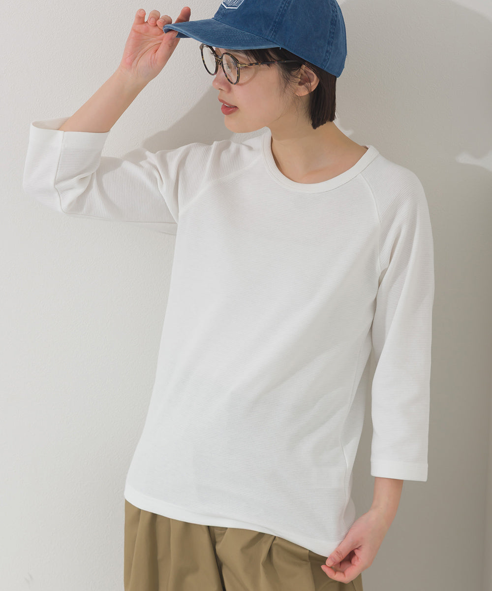 【OMNES】ジャガードラグラン7分袖Tシャツ【A450010OMN】