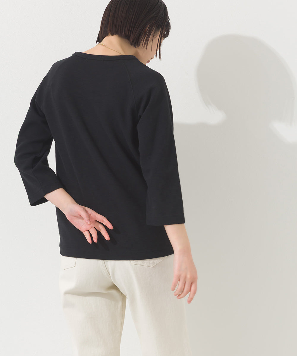 【OMNES】ジャガードラグラン7分袖Tシャツ【A450010OMN】
