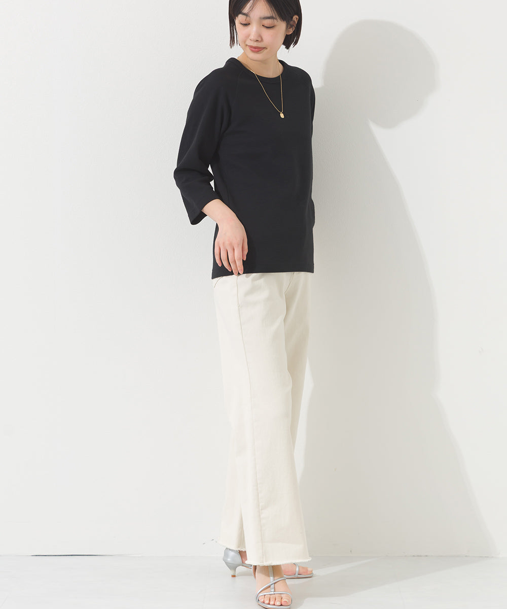 【OMNES】ジャガードラグラン7分袖Tシャツ【A450010OMN】