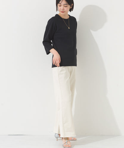 【OMNES】ジャガードラグラン7分袖Tシャツ【A450010OMN】