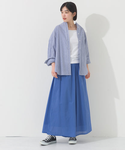 【OMNES】オーバーサイズバンドカラーストライプ長袖シャツ【A450012OMN】