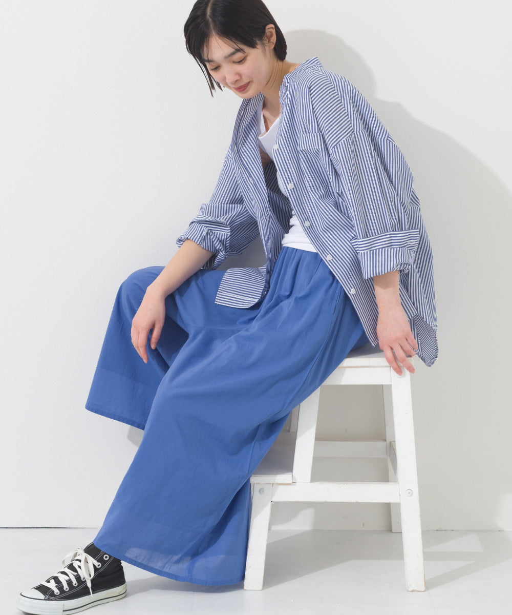 【OMNES】オーバーサイズバンドカラーストライプ長袖シャツ【A450012OMN】