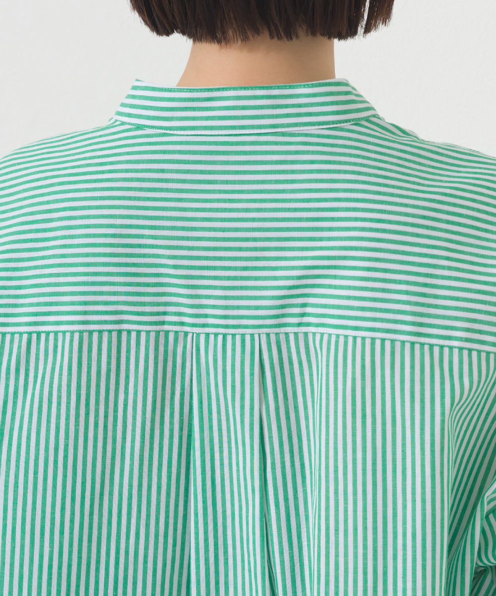 【OMNES】オーバーサイズバンドカラーストライプ長袖シャツ【A450012OMN】