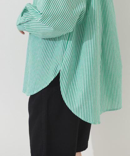 【OMNES】オーバーサイズバンドカラーストライプ長袖シャツ【A450012OMN】