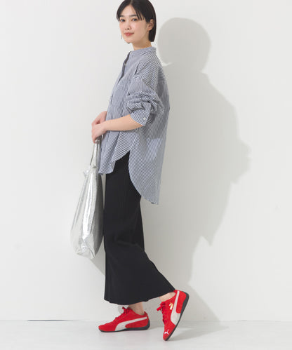 【OMNES】オーバーサイズバンドカラーストライプ長袖シャツ【A450012OMN】