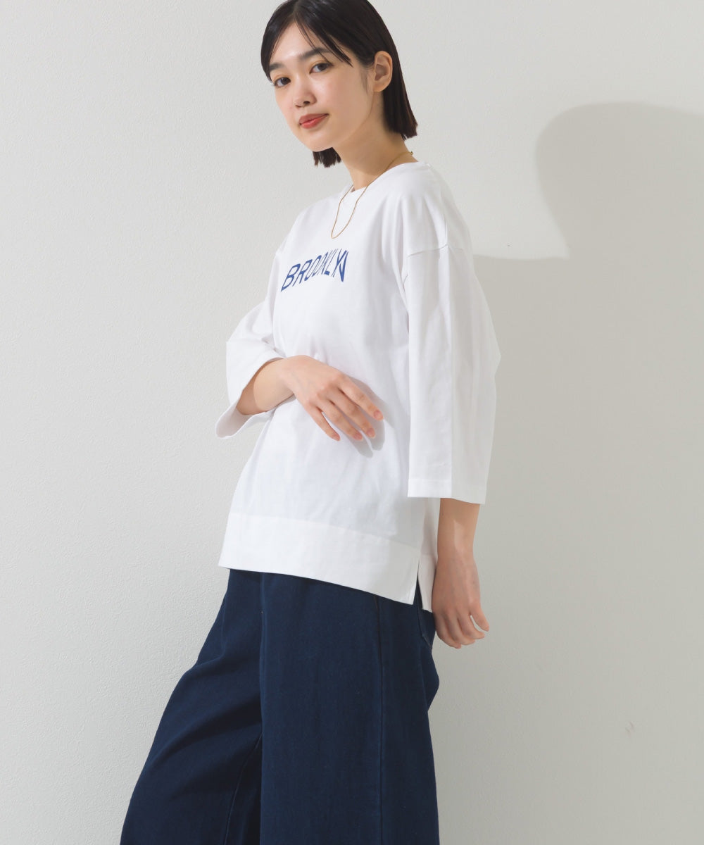 【OMNES】プリントロゴ七分袖Tシャツ BROOKLYN【A450015OMN】