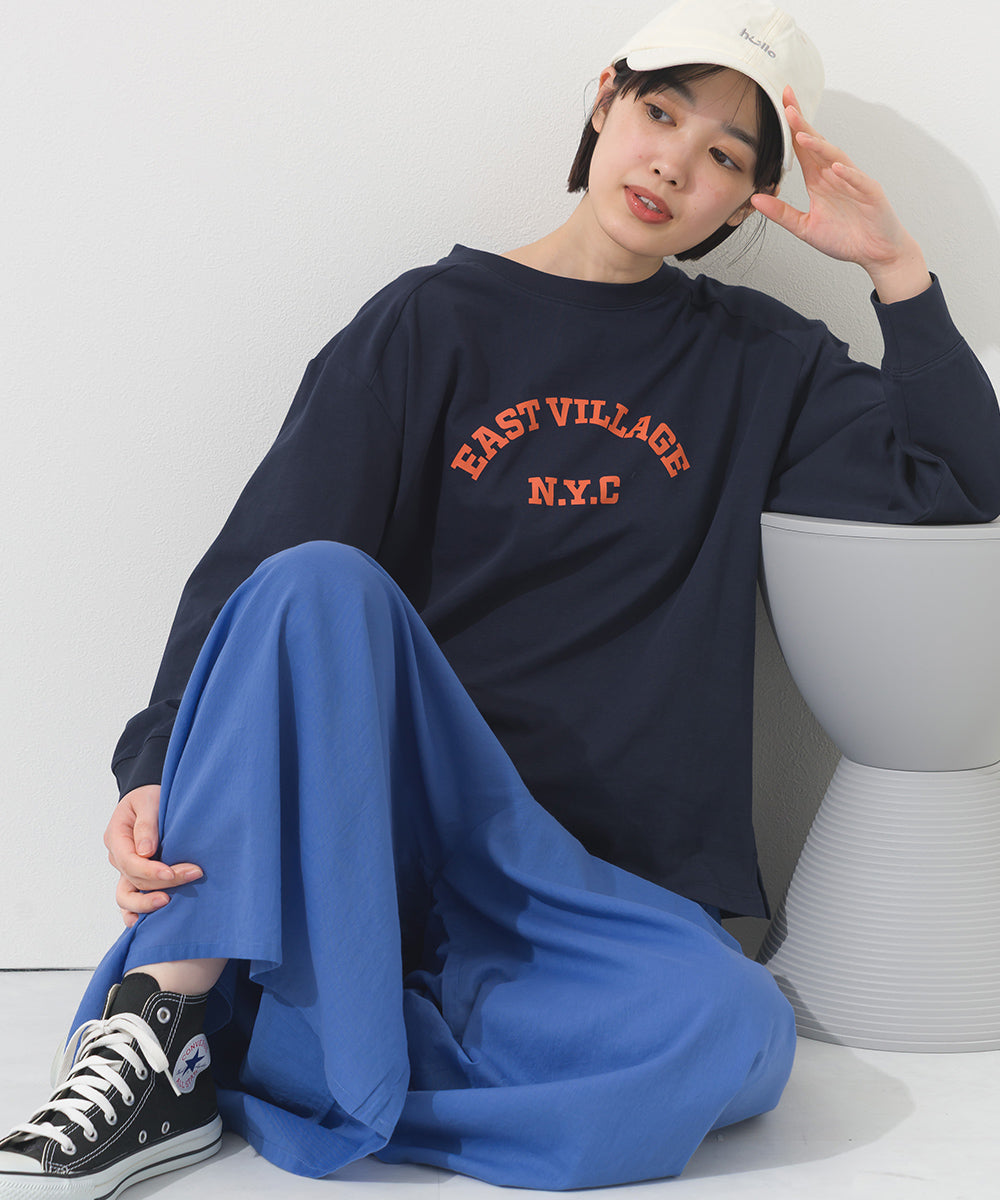 【OMNES】ロゴプリント長袖Tシャツ EASTVILLAGE【A450022OMN】