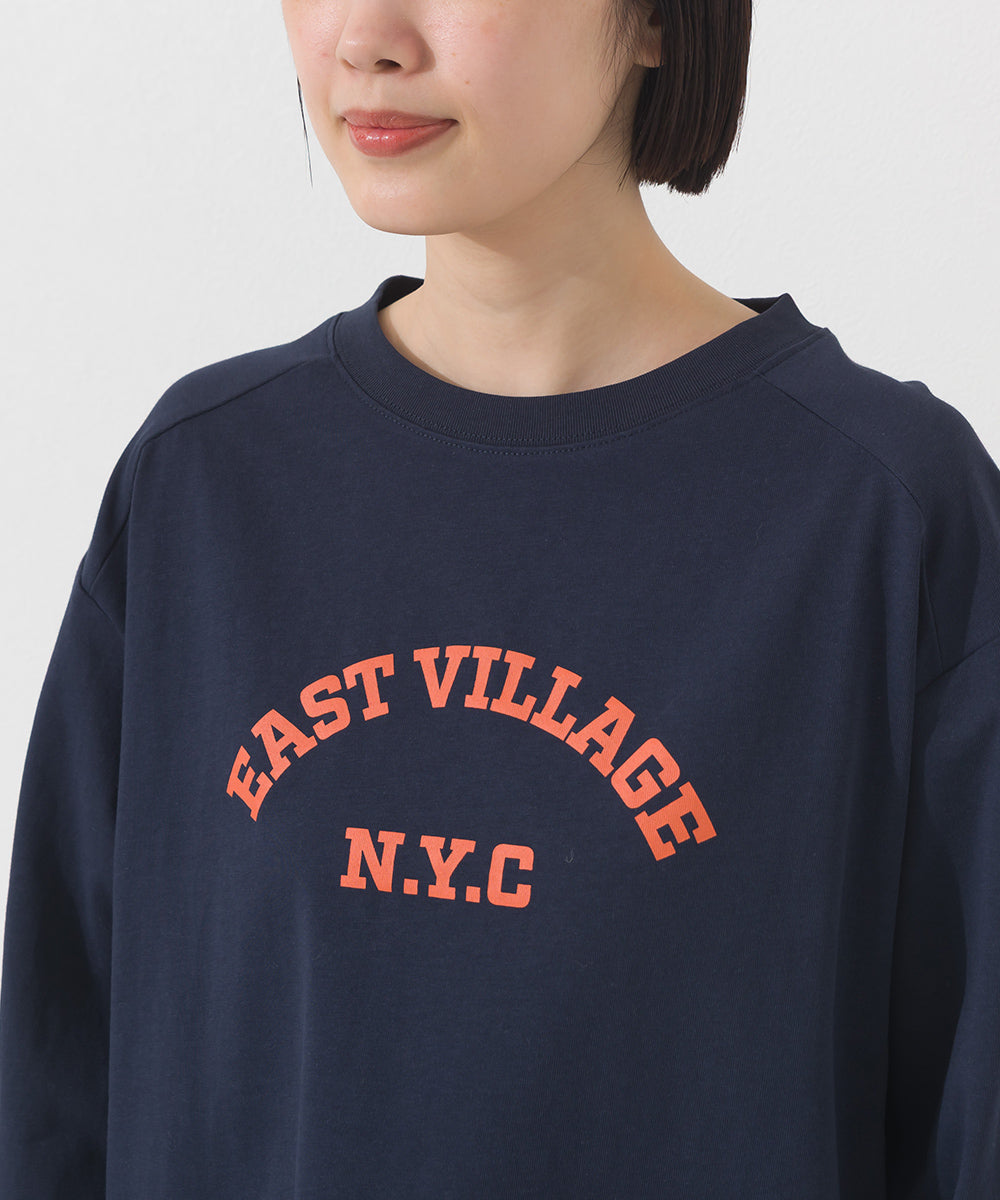【OMNES】ロゴプリント長袖Tシャツ EASTVILLAGE【A450022OMN】