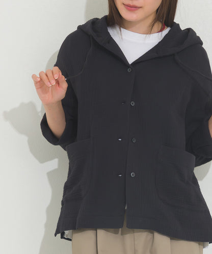 【OMNES】ダブルガーゼフードシャツジャケット【A470027OMN】