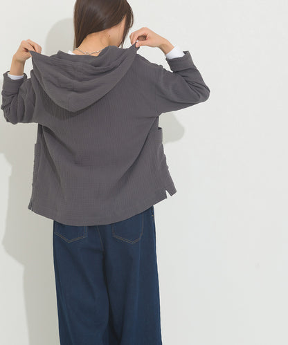 【OMNES】ダブルガーゼフードシャツジャケット【A470027OMN】