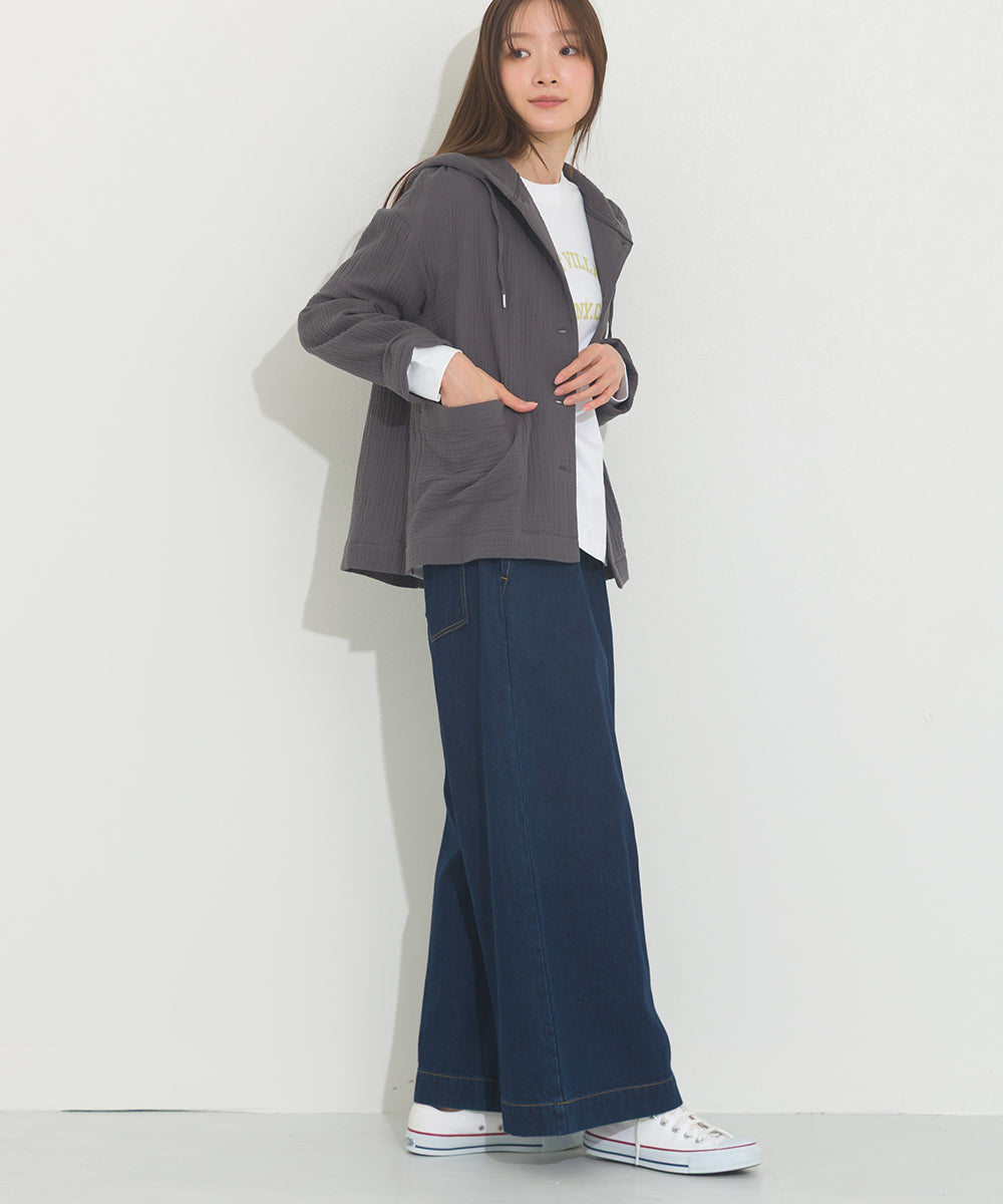 【OMNES】ダブルガーゼフードシャツジャケット【A470027OMN】