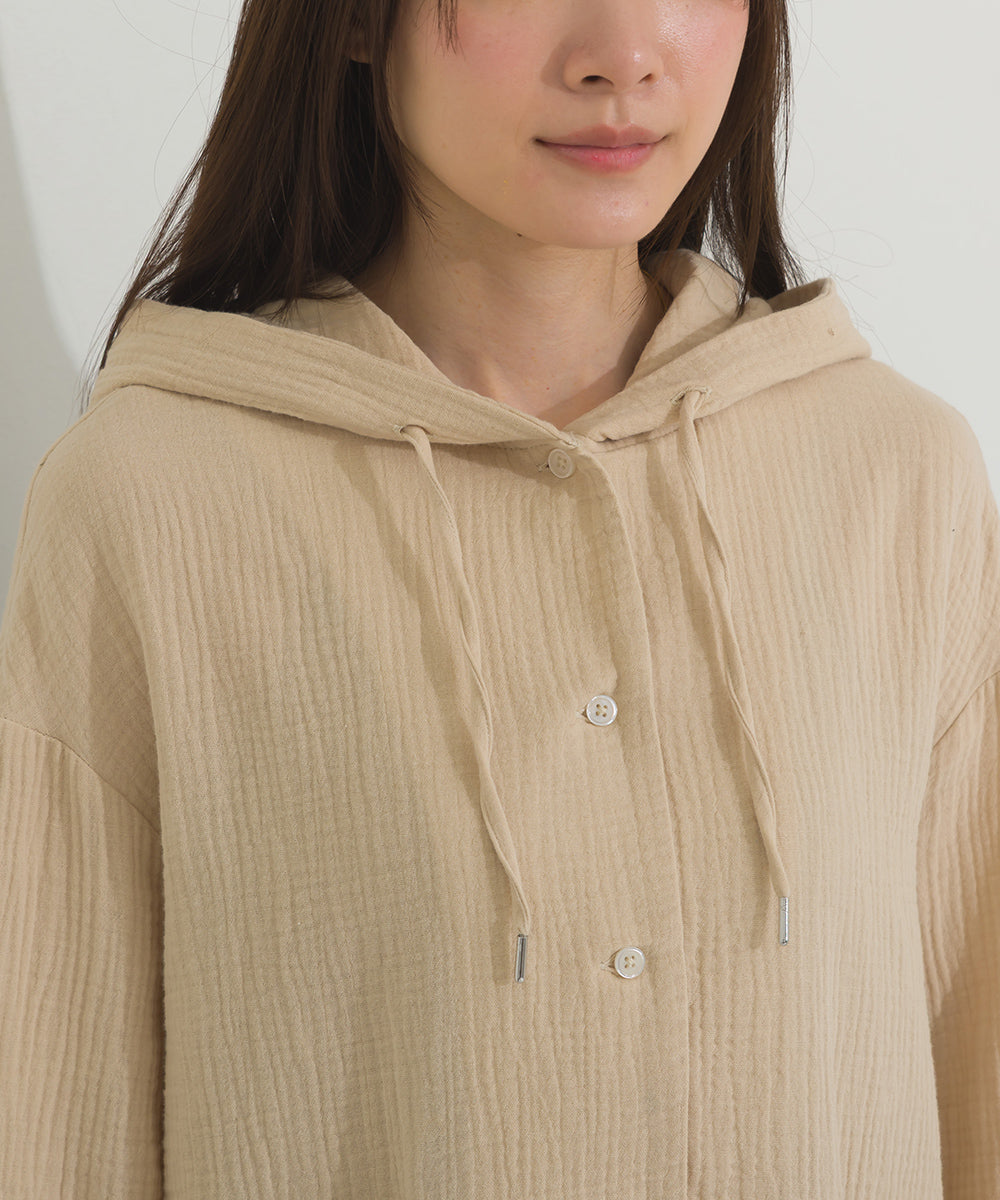 【OMNES】ダブルガーゼフードシャツジャケット【A470027OMN】