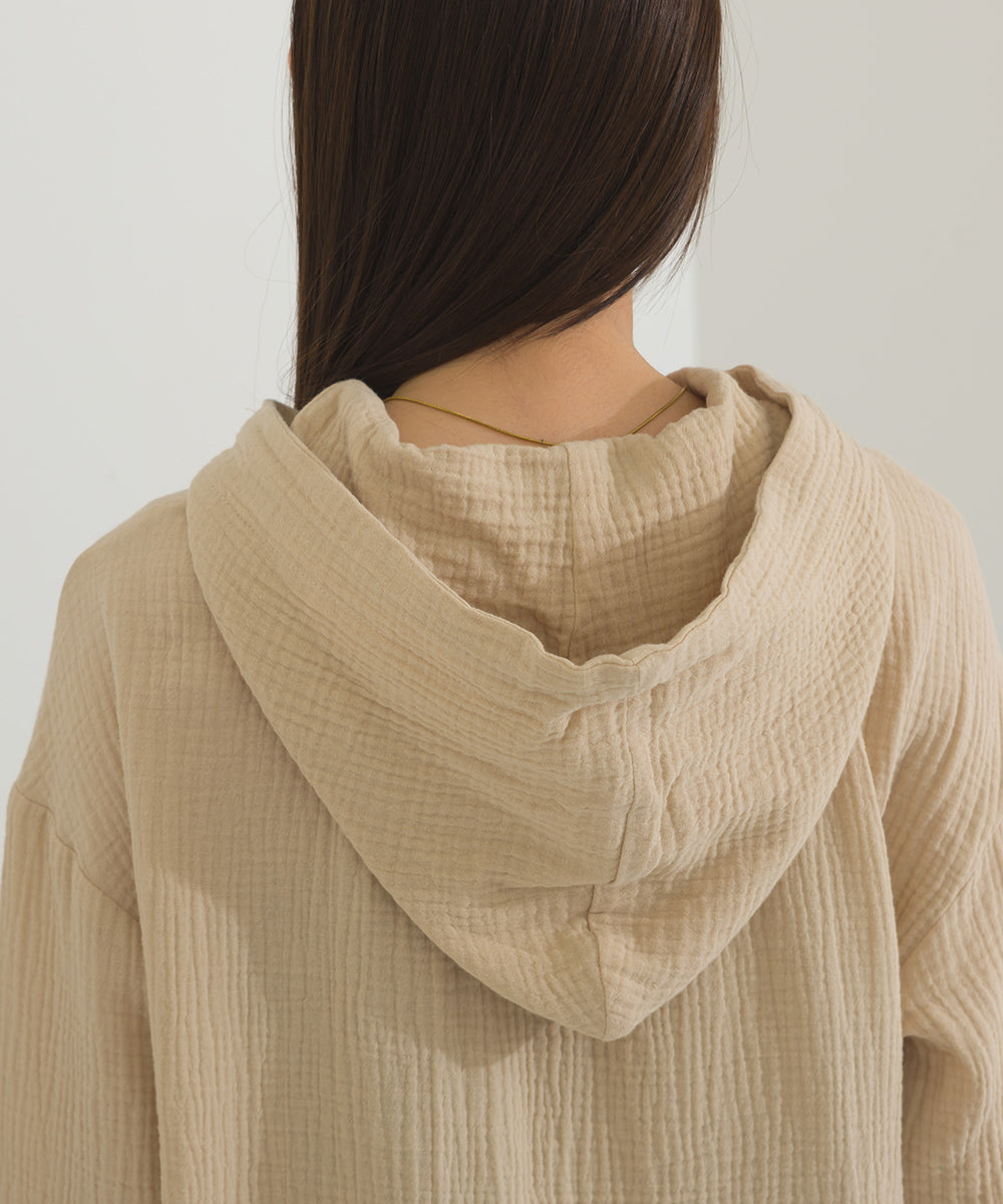 【OMNES】ダブルガーゼフードシャツジャケット【A470027OMN】