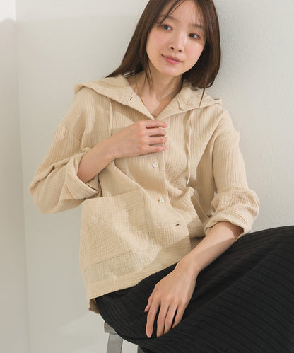 【OMNES】ダブルガーゼフードシャツジャケット【A470027OMN】