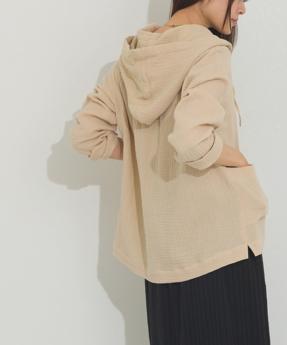 【OMNES】ダブルガーゼフードシャツジャケット【A470027OMN】