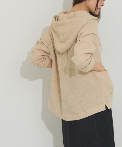 【OMNES】ダブルガーゼフードシャツジャケット【A470027OMN】