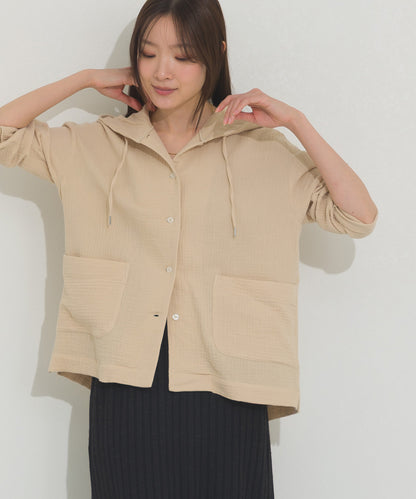 【OMNES】ダブルガーゼフードシャツジャケット【A470027OMN】