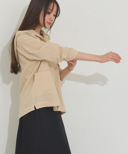 【OMNES】ダブルガーゼフードシャツジャケット【A470027OMN】