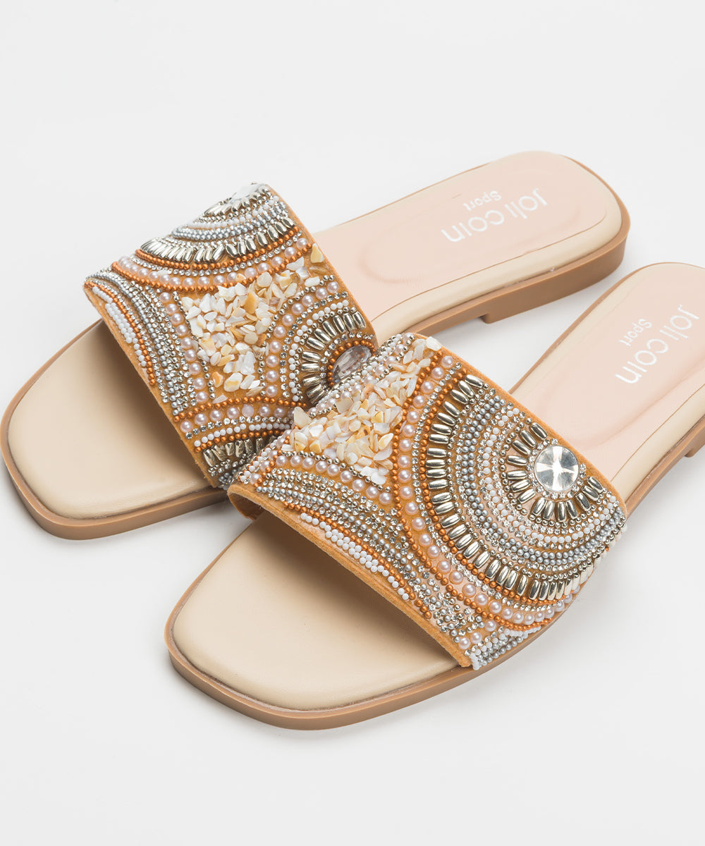 【JOLICOINSport】ビーズ刺繍＆ストーンリゾートサンダル JS-2 ジョリコアンスポーツ【252W203JOS002】