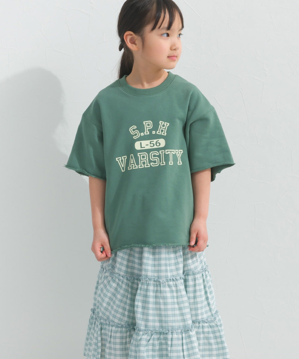 【hbB】【OMNES】キッズ カレッジプリント スウェット半袖Tシャツ【S450035OMN】