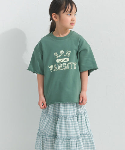 【hbB】【OMNES】キッズ カレッジプリント スウェット半袖Tシャツ【S450035OMN】