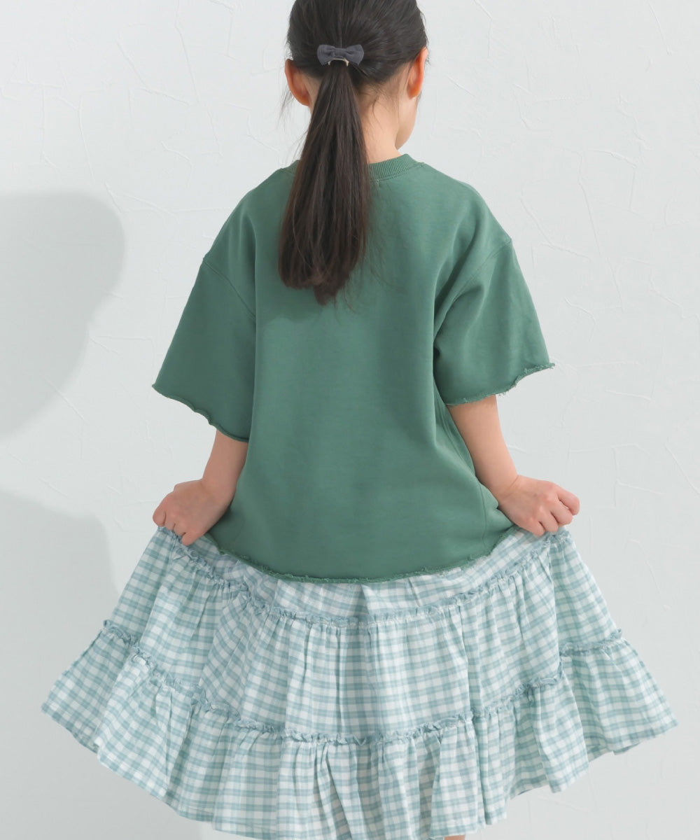 【hbB】【OMNES】キッズ カレッジプリント スウェット半袖Tシャツ【S450035OMN】