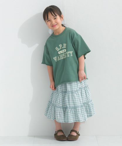 【hbB】【OMNES】キッズ カレッジプリント スウェット半袖Tシャツ【S450035OMN】