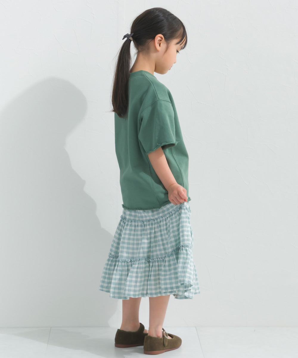 【hbB】【OMNES】キッズ カレッジプリント スウェット半袖Tシャツ【S450035OMN】