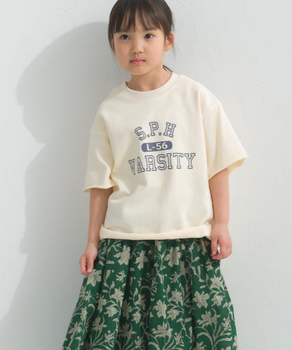 【hbB】【OMNES】キッズ カレッジプリント スウェット半袖Tシャツ【S450035OMN】