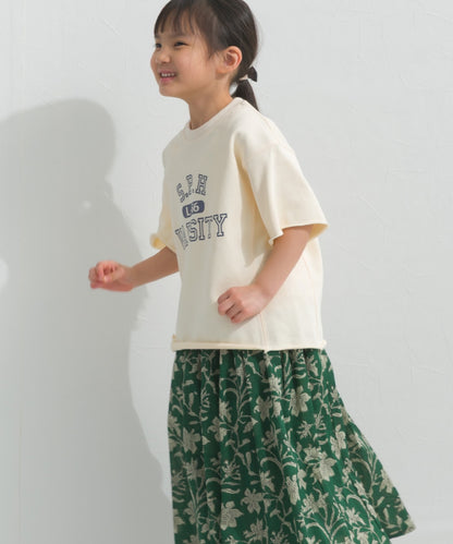 【hbB】【OMNES】キッズ カレッジプリント スウェット半袖Tシャツ【S450035OMN】