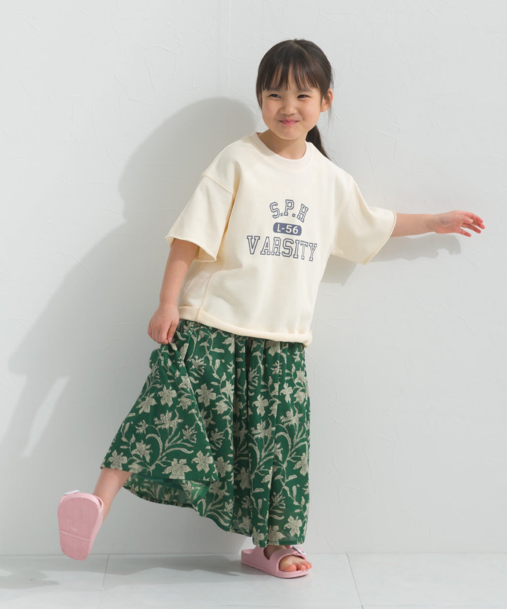【hbB】【OMNES】キッズ カレッジプリント スウェット半袖Tシャツ【S450035OMN】