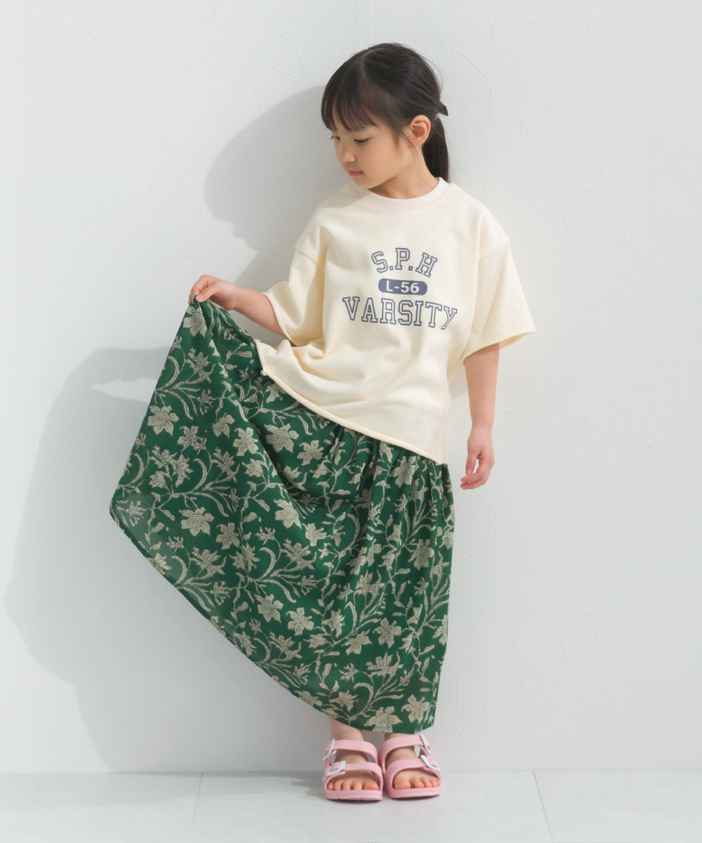 【hbB】【OMNES】キッズ カレッジプリント スウェット半袖Tシャツ【S450035OMN】
