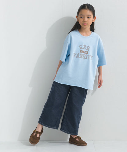 【hbB】【OMNES】キッズ カレッジプリント スウェット半袖Tシャツ【S450035OMN】