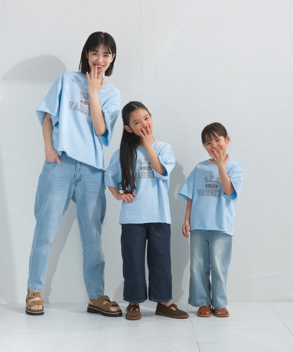 【hbB】【OMNES】キッズ カレッジプリント スウェット半袖Tシャツ【S450035OMN】