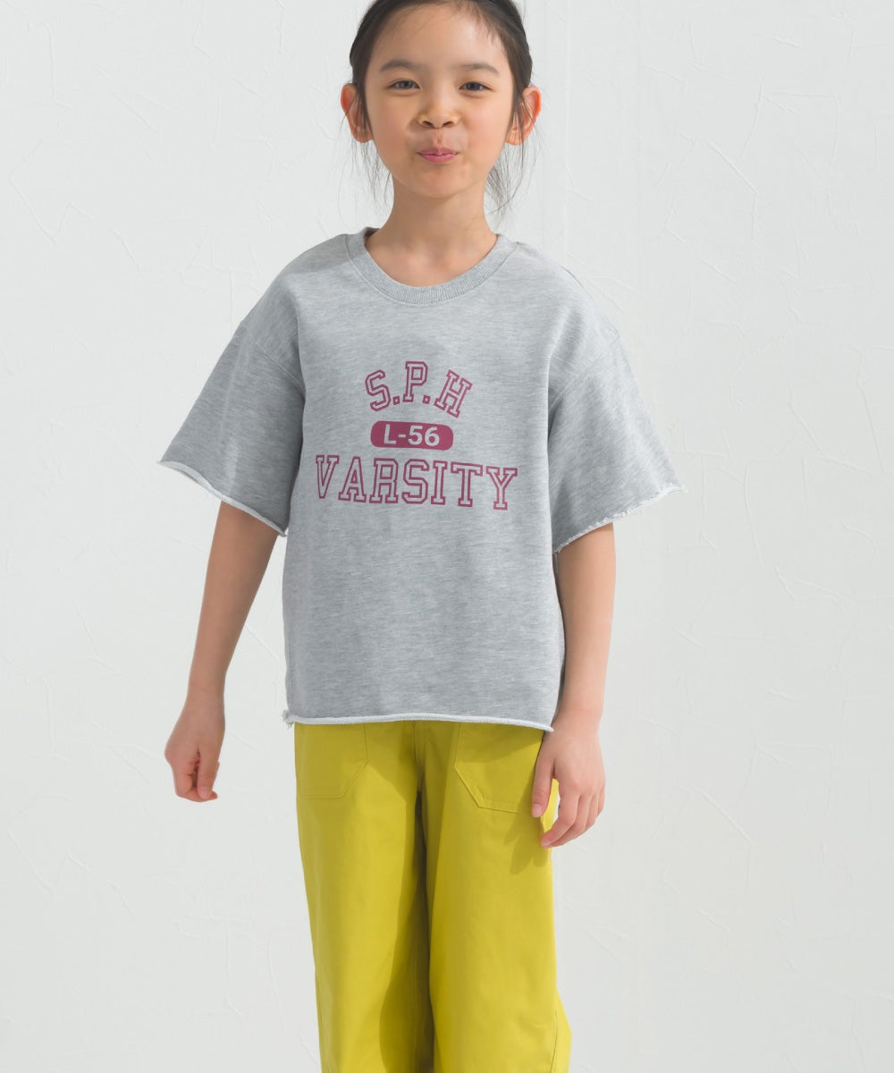 【hbB】【OMNES】キッズ カレッジプリント スウェット半袖Tシャツ【S450035OMN】