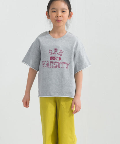 【hbB】【OMNES】キッズ カレッジプリント スウェット半袖Tシャツ【S450035OMN】