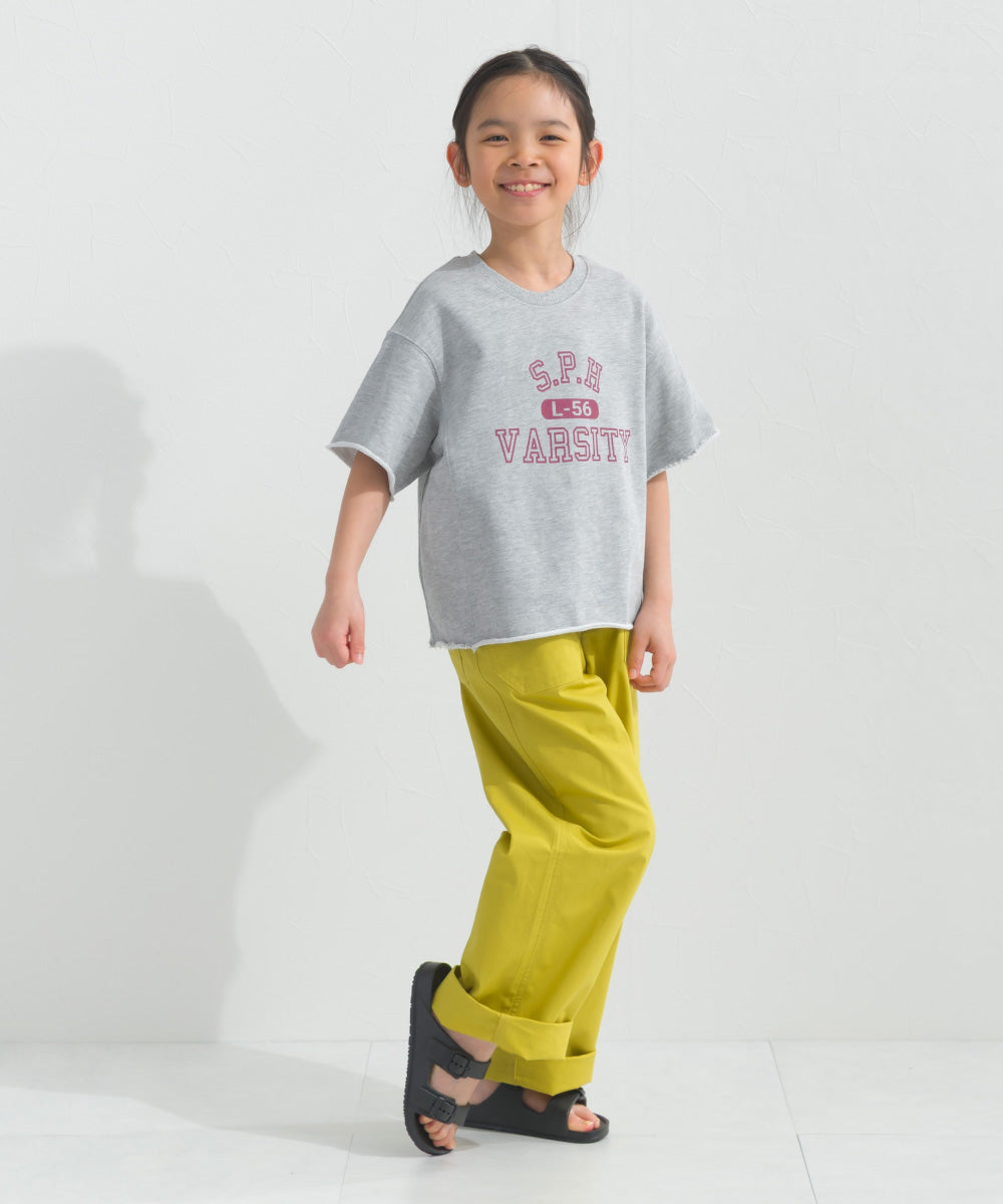 【hbB】【OMNES】キッズ カレッジプリント スウェット半袖Tシャツ【S450035OMN】