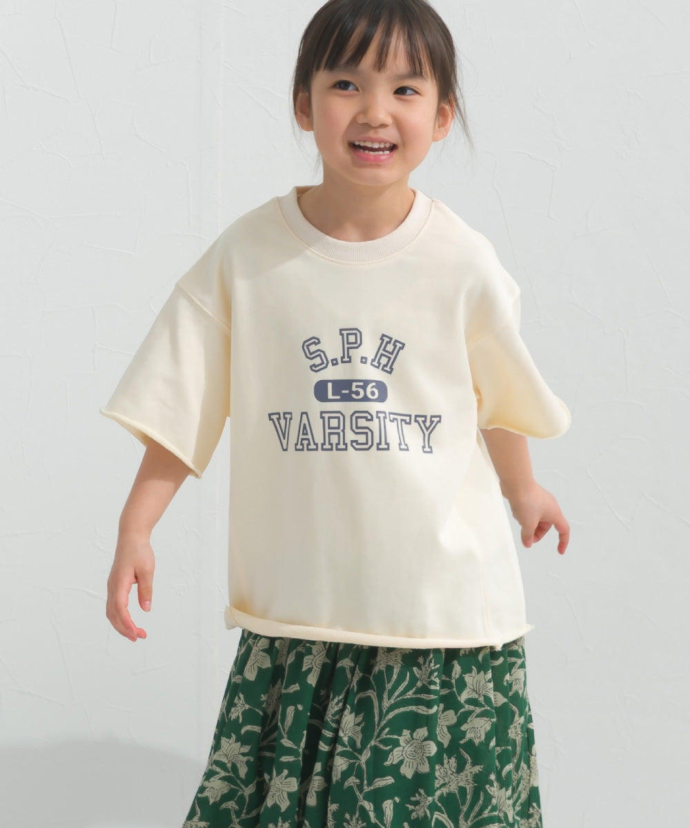 【hbB】【OMNES】キッズ カレッジプリント スウェット半袖Tシャツ【S450035OMN】