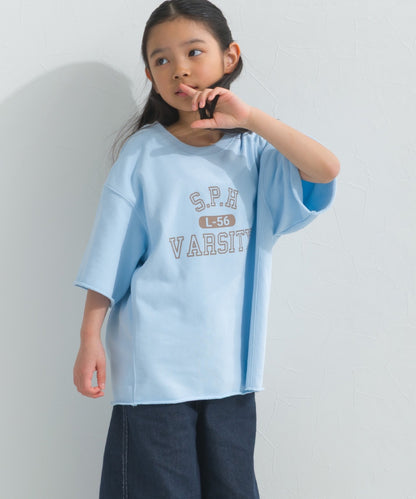 【hbB】【OMNES】キッズ カレッジプリント スウェット半袖Tシャツ【S450035OMN】