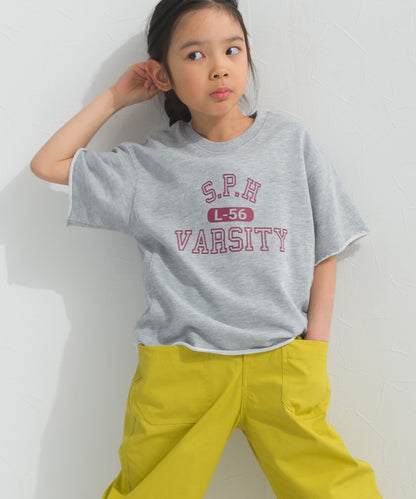 【hbB】【OMNES】キッズ カレッジプリント スウェット半袖Tシャツ【S450035OMN】