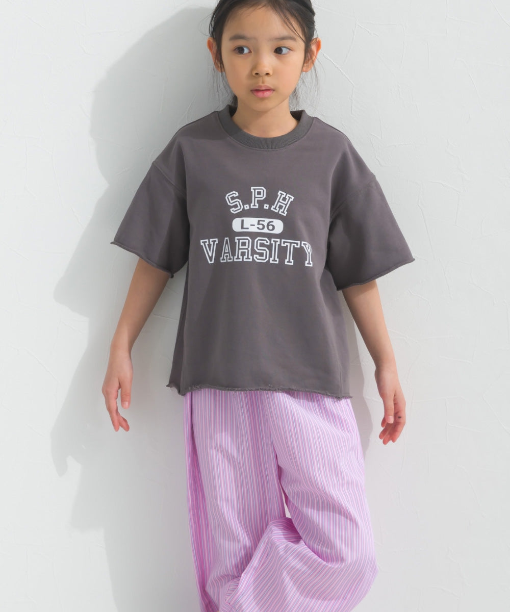 【hbB】【OMNES】キッズ カレッジプリント スウェット半袖Tシャツ【S450035OMN】
