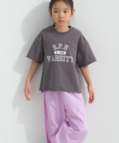 【hbB】【OMNES】キッズ カレッジプリント スウェット半袖Tシャツ【S450035OMN】