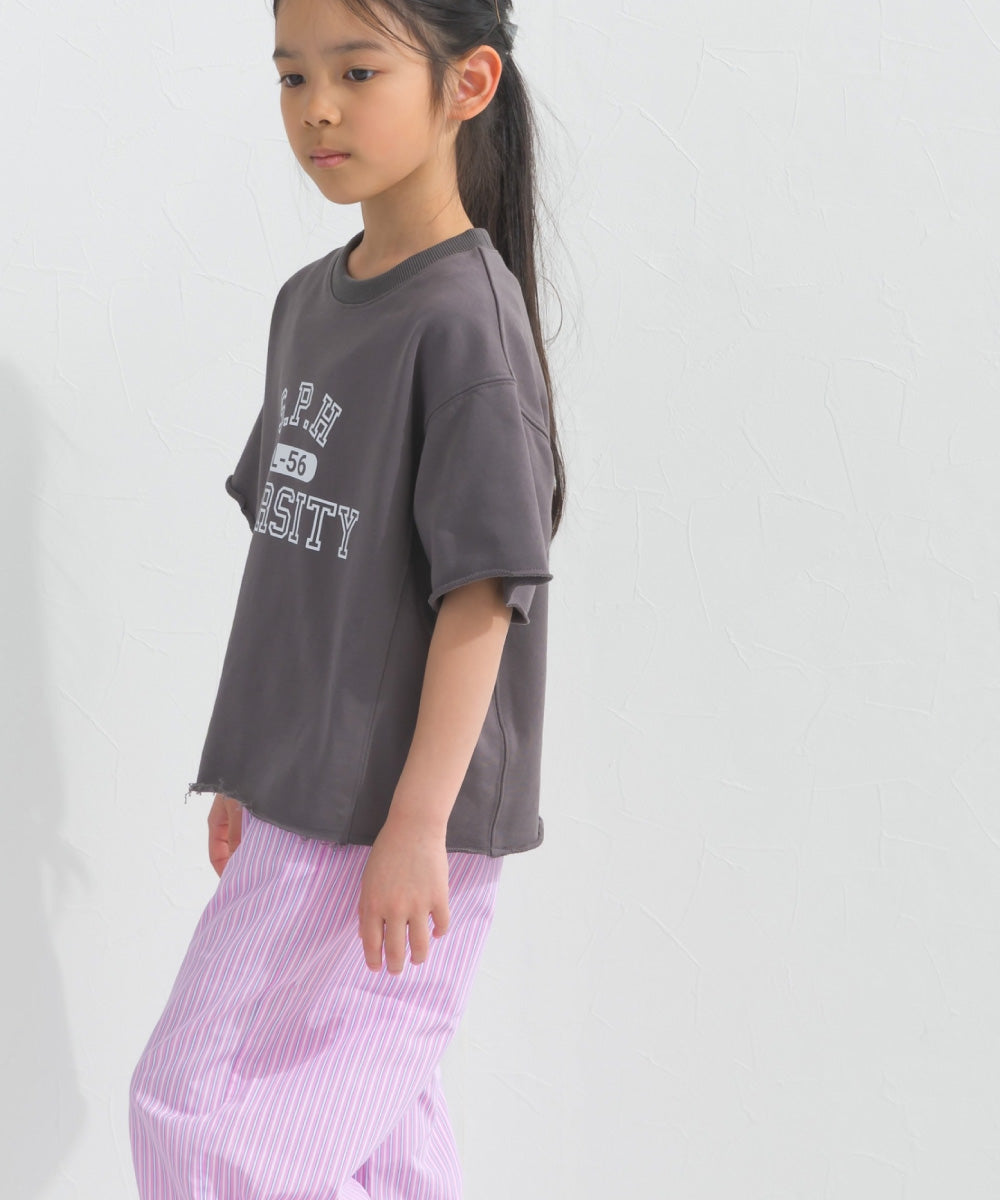 【hbB】【OMNES】キッズ カレッジプリント スウェット半袖Tシャツ【S450035OMN】