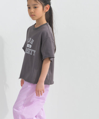【hbB】【OMNES】キッズ カレッジプリント スウェット半袖Tシャツ【S450035OMN】