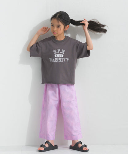 【hbB】【OMNES】キッズ カレッジプリント スウェット半袖Tシャツ【S450035OMN】